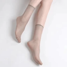 1/5/10双装女士透明尼龙短袜，超薄隐形弹力袜
