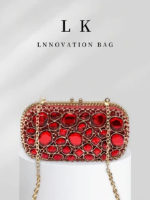 1PC Luxury Women's Irregular Glass Rhinestone Diamond Inlaid Chain Bag With Hollowed Out Women's Dinner Handbag, Perfect For Valentine's Day, Weddings, Parties, Formal Occasions, Women's Gifts, And Dinner/Party Needs - Nhiều màu - Xem 1