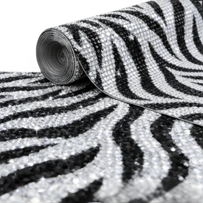 1-Piece Multi-Color Shiny Rhinestone Sheet, Glitter Rhinestone Sticker With Back Adhesive, Crystal Glass Gem DIY For Bags, Car & Home Decor, Emblems, Handles, Makeup Boxes, Cups, Vases, Tissue Boxes, Photo Frames – Self-Adhesive Glitter Crystal Gem Stickers For Car Decoration & Emblems. Size: 4.5x9.37 / 8.96x9.37 Inches (White, Gold, Zebra, Mineral Gray)