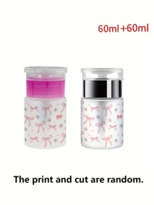 60ml/150ml Nail Art Pump Bottle, Transparent Pump Bottle With Pink Bow Pattern, Alcohol Nail Polish Remover Storage Container, Large Capacity Makeup Remover Refillable Bottle With Pump Head, Acetone Container Travel Bottle, Cosmetic Accessories Essential For Dorm And Bathroom - Multicolor - View 8