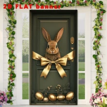 Banner de verandă vintage 2D PlaneEaster cu iepuraș și fundă - poliester, perfect pentru decor exterior și interior de primăvară, petreceri, nu necesită alimentare, fundal versatil pentru fotografie, decorare ușă, fluture