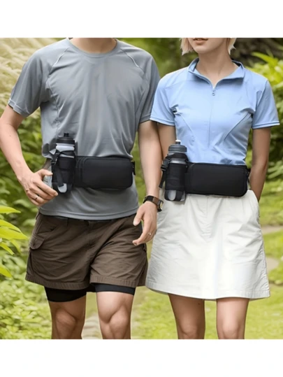 1个新款大容量防水腰包，便携式跑步腰包，简约户外运动包，带水壶袋，适合跑步、健身、徒步、骑行、户外休闲，男女通用防水腰包（不含水壶）