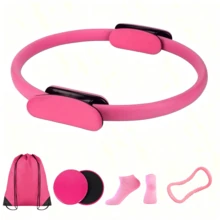 7pcs Pilates Training Kit Set, Includes Pilates Ring, Yoga Stretch Circle, Storage Bag, Yoga Socks, Yoga Slider, Women's Home Pilates Equipment, Fitness Shaping, Stretching And Elastic Stretching, Auxiliary Fitness Gear