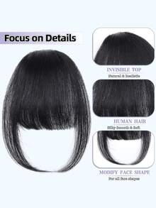 夹式刘海，真人发刘海，带鬓角刘海，隐形夹式刘海，柔软法式刘海，女士刘海，自然逼真，适合日常佩戴，轻盈飘逸的刘海假发，深棕色及多种颜色可选 - 彩色 - 查看 7