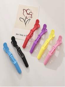 女士专业沙龙级发夹，鳄鱼形宽齿双铰链，套装，发饰 - 彩色 - 查看 10