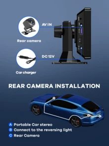 REMAX Wireless Apple CarPlay & Android Auto Display With HD Touchscreen & HD Backup Camera, Voice Control For Calls, Music & Navigation, Plug & Play, Universal Compatibility, Car Accessories, Car Stuff, Car Essentials - M13 - View 7