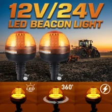Heavy Duty Amber Rotating Warning Light - 40/60/80 LED Beads, 12-24V, High Brightness, Easy Installation Vehicle Safety Accessory, Sturdy Construction, Equipped With LED Controller, Suitable For Truck And Car LED Courtesy Lights