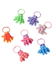 1/3/5pcs 3D Printed Ocean Animal Series Keychain, Creative Octopus Keyring Pendant Bag Charm Car Key Chain, Gift For Friends Birthday, Holiday, Daily - Multicolor - View 5