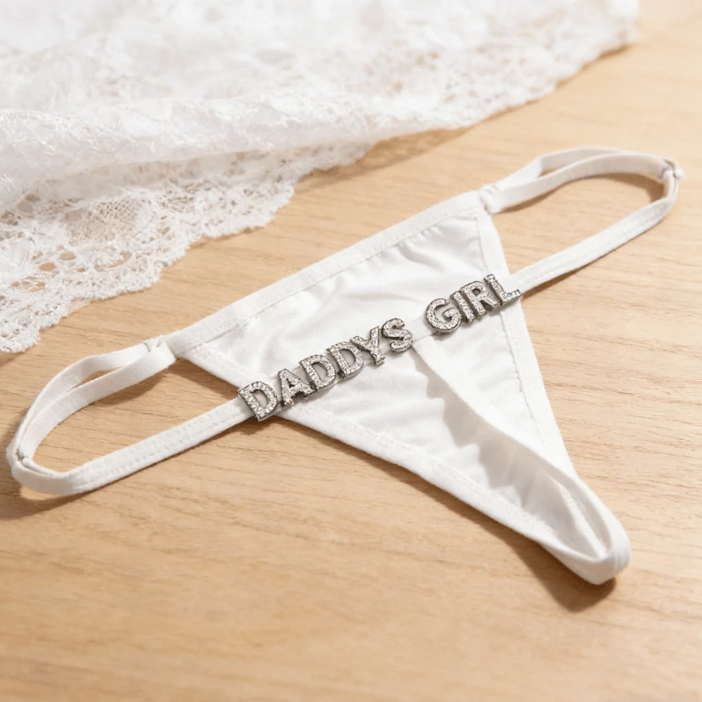 Custom Thong G-Strings With Charms Name Personalized Charm Thong With Any Name Custom Thong Couple Gift Fashionable, Colorful, Funny Unique, Customized Finds Gift, Personalized Gifts For Women, Lingerie, Winter Fashion, Panties, Underwear, Thongs Ideal Gifts For Her Family, Friends, For Winter, For Fall/Autumn, For Holiday, Rave,Chic Autumn,Enchanted Romance Gown,Bridallingerie - 白色 - 查看 1