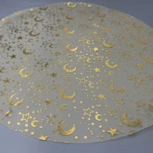 60pcs/120pcs Star And Moon Pattern, Gold Foil Round Placemats, Disposable, Suitable For Weddings, Birthdays, Graduations, Holidays, Home Decor, Metal Round Dining Accessories, Indoor And Outdoor Dining, Table Protection, Kitchen Tabletop Decor, Holiday Decoration, Tableware Accessories