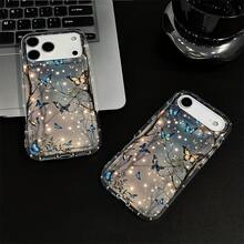 Blue bow, yellow bow, branch This patterned clear soft case airbag is compatible for  17 Pro Max/Air/16/15/14/13/12 mini/11. It's an ideal gift for Christmas and Valentine's Day, perfect for boyfriends, girlfriends, and family. - transparente - Ver 2