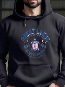 Mens Great Lakes Coffee Mug Always Fresh Sometimes Frozen Sea Turtle Salt  Shark Free Hoodie - 黑色 - 查看 2
