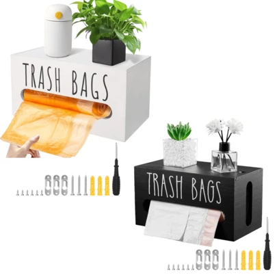 Stylish Storage Box, Garbage Bag Dispenser, Household Cleaning And Organization Box, Suitable For Kitchen, Living Room, And Bathroom, Black/White.