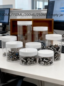 1入組塑膠寬口瓶儲物容器，適用於指甲藝術，珠子，高品質透明罐子，用於DIY珠寶製作配件，工作室的儲存分類工具，100毫升/200毫升/250毫升 - 彩色 - 查看 7