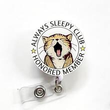 可伸缩D卡套卷轴，可爱卡通设计，护士医院胸牌套办公挂绳，1个装 - 黑色 - 查看 11