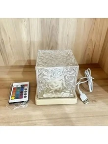 1pc LED Northern Lights Wave Ripple Crystal Projection Lamp - USB Mood Light, With Touch/Remote Control, 16 Color Changing Northern Lights Effect, For Bedroom, Party, Valentine's Day, Home And Office Decor, Party Atmosphere Lighting | Modern Table Lamp | Holiday Decor Lighting | Valentine's Day Romantic Gift Bedroom Lamp - Multicolor - View 11