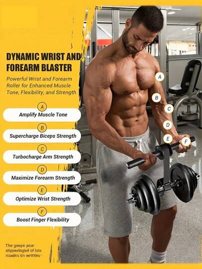 Forearm Trainer, 1000 Lbs Wrist Roller, Use With Dumbbell Plates Or Other Weights, Home Gym Equipment, Super Strong Nylon Strap, Quick Lock Mechanism - Durable Non-Slip Handle, Iron Roller, Enhance Arm Workout, Fits Well, Black