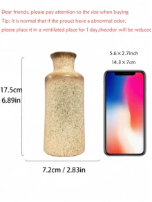 1pc Terracotta Texture Resin Vase, Neutral Boho Entryway Cabinet Decor Resin Vase, Farmhouse Style Dining Table Centerpiece Rustic Flower Vase Decor, Suitable For Room Decoration, Home Decor - Multicolor - View 12