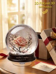 2D Flat, Rotating Acrylic Snow Globe Wedding/Valentine's Decoration, Acrylic Globe With Couple Figurine- Quiet Rotating Winter Scene Night Sky, Elegant Village Ornament For Home/Office Desk, Twinkling Snow Globe Decorations For Holiday Tabletop Display ( & S), Lightweight Holiday Plaque For Year-Round Decorative Sign, 2D Flat, Ideal Gift For Home Decoration, Valentine's Day, Easter, Halloween, Graduation Ceremonies, And Home Decor - Multicolor - View 6