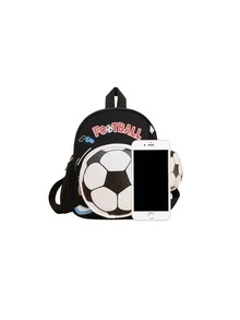 1pc Cartoon Football Nylon Lightweight Zipper Closure Cute Mini Backpack, Suitable For Daily Use By Teenagers