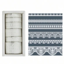 6 Rolls Lace Patterns PET Tapes Floral Arts Decorative Tape Set Adhesive Transparent Masking Tapes For DIY Craft Crapbook, DIY, Gift Wrapping, Journal - Multicolor - View 4