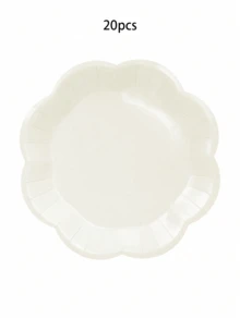10pcs Ivory Party Supplies Set, Includes Disposable Paper Plates, Cups, Napkins In Cream White, Ivory Tableware Set With Fan-Shaped Plates, Dishes, Napkins And Cups, Disposable Cutlery Set, Suitable For Weddings, Bridal Showers, Baby Showers, Birthdays, Christmas Decorations - Multicolor - View 9