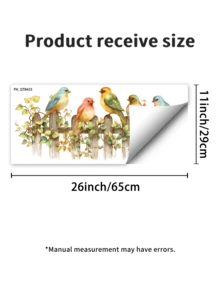 1pc Cute Cartoon Bird, Fence, Tree Leaves Wall Sticker, Removable Matte Self-Adhesive Wall Decal For Bedroom, Living Room, Home Decor, Spring Decoration, Gift For Birthday, Graduation - Multicolor - View 7
