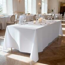 1pc White Wrinkle-Resistant Polyester Tablecloth - Suitable For Halloween, Christmas, Birthday Party Decoration, Outdoor Picnic, Wedding, Camping, Kitchen - White - View 5