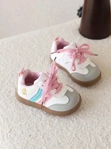 1 Pair Girls' Casual Sneakers, Children's Fashion Sports Shoes, Little White Shoes - Pink - View 4