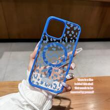 Blue Leopard Print This MagSafe Magnetic Phone Case, Compatible With IPhone 17/Air/16/15/14/13/12 Pro/11/XS Plus Max/ S22/S23/S24/S26, Features A Stylish And  Pattern Design. Available In A Variety Of Colors, This Classic, Shockproof Hybrid Case Makes A Perfect Gift For Friends And Family For Halloween, Christmas, And Thanksgiving. - 藍色 - 查看 2