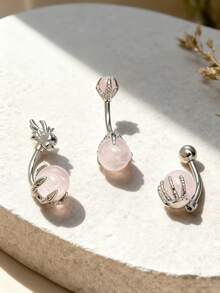 3件套女士休闲时尚龙爪肚脐环，适合日常穿搭、派对、海滩度假造型饰品套装 - 3件 - 查看 2