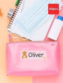 1/60/120/240pcs Customized Name Labels, Personalized Text Stickers, Cute Animal Pattern Waterproof Oil-Proof Transparent Labels, Perfect For Back To School, Lunch Boxes, Personal Items, Also Suitable For Tea Rooms, Home Gardens, Offices, Multi-Functional Decoration, Exquisite And Fashionable - Blue and White - View 26