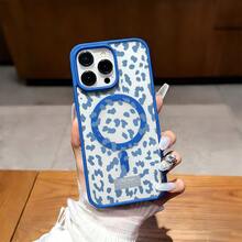 Blue Leopard Print This MagSafe Magnetic Phone Case, Compatible With IPhone 17/Air/16/15/14/13/12 Pro/11/XS Plus Max/ S22/S23/S24/S26, Features A Stylish And  Pattern Design. Available In A Variety Of Colors, This Classic, Shockproof Hybrid Case Makes A Perfect Gift For Friends And Family For Halloween, Christmas, And Thanksgiving. - 藍色 - 查看 5
