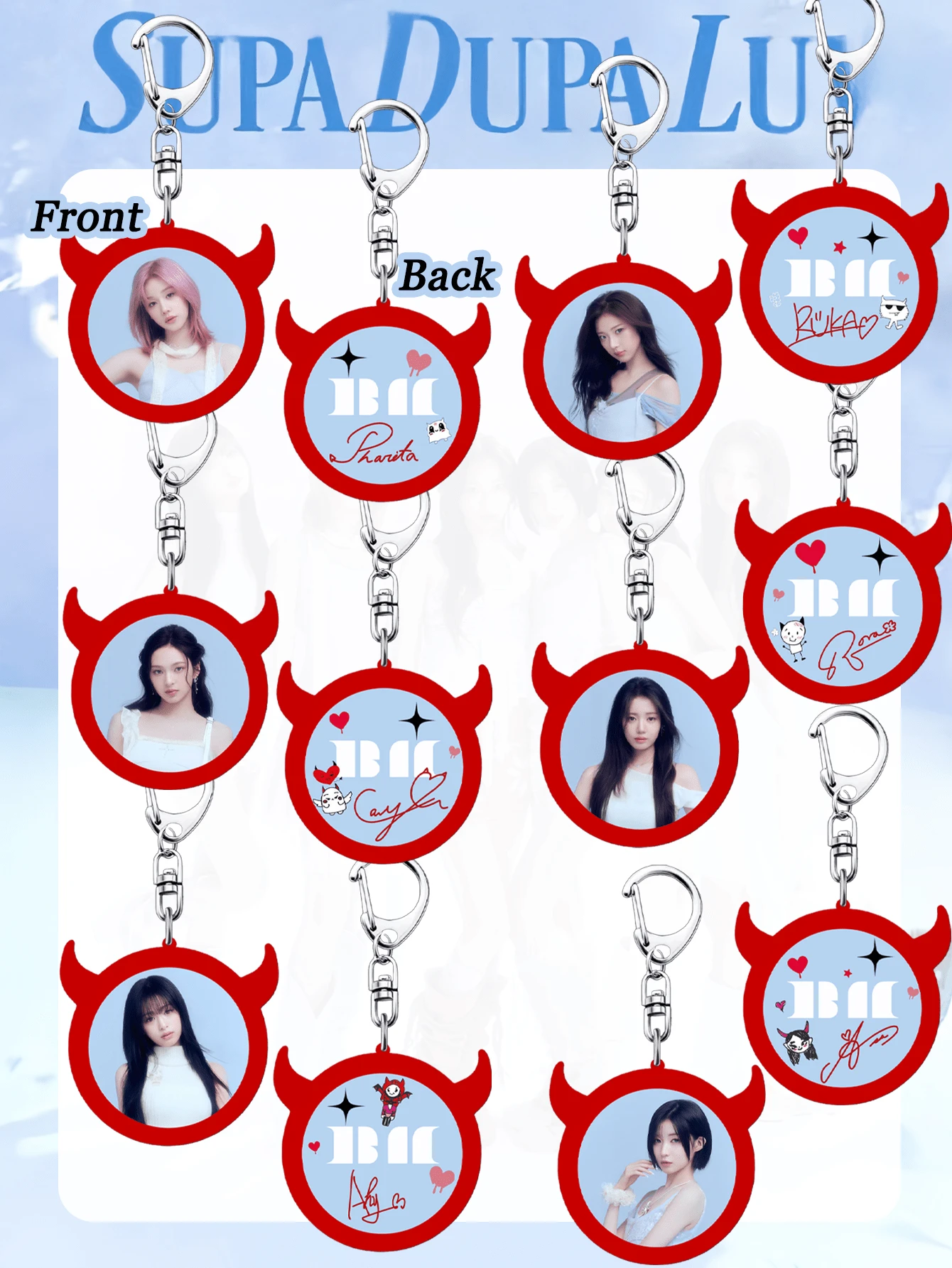 Baby Monster Keychain, Red & Blue Keychain, Double-Sided Cartoon Keychain, Bag Pendant, Car Pendant, Birthday Gift, Party Favor - Multicolor - View 1