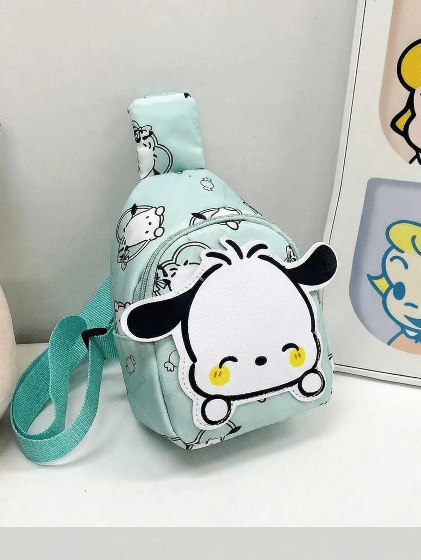 轻便防水帆布斜挎包，可爱卡通图案迷你单肩包，可调节肩带，适合上学、购物、旅行，是送给学生和护士的精美礼物。 - 彩色 - 查看 1
