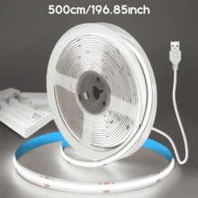1pc LED COB Strip, USB Powered/Battery Box Adhesive Flexible Strip, White/Warm White Light, Indoor Flexible LED Lighting Strip, Suitable For Home, Kitchen, Wardrobe, Cabinet And TV Wall Decoration