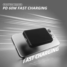 XBJ Black 5000 MAh Magnetic Wireless Power Bank. It Is A Portable Outdoor Power Bank, Which Is Compatible With Apple 16/15 Pro Max/14 Pro/13/12 Series Mobile Phones And Android Phones. This Is A 22.5-Watt Fast-Charging Magnetic Battery Pack. This Portable Charger Is Equipped With A Type-C Interface. It Is An Ideal Power Bank For Outdoor Travel And Emergency Backup.Cargador Portatil Para Celulares,Travel Essential - 黑色款5000毫安無線快充 - 查看 5