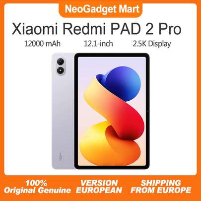 Xiaomi Redmi Pad 2 Pro, 6GB+128GB, WIFI 6, 12,1 Zoll Tablet, Snapdragon® 7s Gen 4 Mobilplattform, 2,5K 120Hz kristallklares Display, 12000 mAh, 33W Schnellladung, Lavendel Lila, Europäische Version