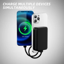 XBJ Black 5000 MAh Magnetic Wireless Power Bank. It Is A Portable Outdoor Power Bank, Which Is Compatible With Apple 16/15 Pro Max/14 Pro/13/12 Series Mobile Phones And Android Phones. This Is A 22.5-Watt Fast-Charging Magnetic Battery Pack. This Portable Charger Is Equipped With A Type-C Interface. It Is An Ideal Power Bank For Outdoor Travel And Emergency Backup.Cargador Portatil Para Celulares,Travel Essential - 黑色款5000毫安無線快充 - 查看 4