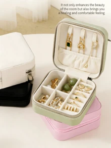 1 PCS Pink Jewelry Storage Box Multi Functional Portable Mini Jewelry Organizer Perfect For Storing Rings Necklaces Earrings And Bracelets Ideal For Home Use Daily Organization Travel Adventures Outdoor Activities Holiday Celebrations Party Favors And Wedding Occasions This Exquisite Jewelry Case Is A Thoughtful Gift For Women Friends And Moms Suitable For New Year Valentine S Day Birthdays And Various Festivals Offering Secure And Classified Storage To Protect Your Precious Jewelry From Scratches And Tangles With A Compact And Lightweight - Hồng - Xem 8