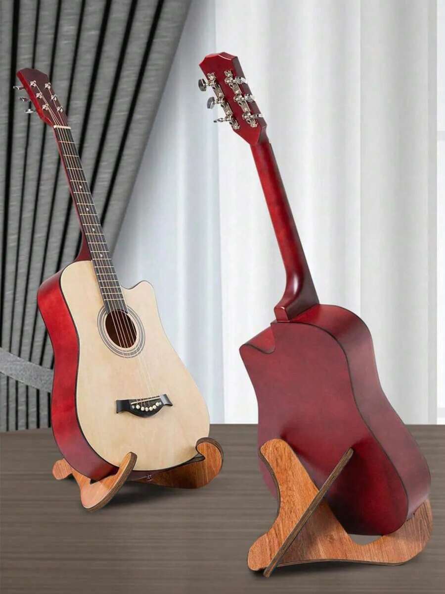 1pc Wooden Foldable & Portable Guitar Stand, EVA Foam Protection, Ideal Gift For Instrument Lovers, Suitable For Ukulele, Guitar, Bass, Violin, Etc.