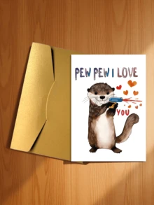 2pcs/Set Cute & Funny Otter Love Letter Cards, Birthday Cards, Invitation Cards With Envelopes, Suitable For Couples, Spouses, Valentine's Day, Anniversary, Christmas, Father's Day - Gift For Husband, Wife, Girlfriend, Boyfriend Or Anyone - Perfect For Romantic Occasions, Singles Party, Ball, Loved Ones - Ideal Choice For Couples