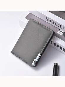 男士对折钱包，真皮钱包，金属包边十字纹理，多卡位，适合作为节日/生日礼物