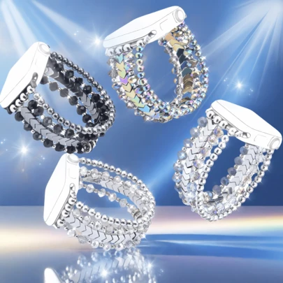 1 pieza Pulsera de cuentas multicolor, accesorio de joyería de estilo bohemio de moda, compatible con Apple Watch Series 1-10, bandas de 38/40/41/42/44/45/46/49mm, correa de repuesto elástica hecha a mano con cuentas para hombres y mujeres