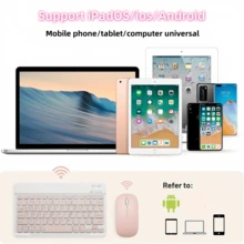 Set de 2 piezas de teclado y mouse inalámbricos mini de 10 pulgadas, recargables, de diseño ultrafino, compatibles con iPad Air/Pro, sistemas Android y Windows - Multicolor - Ver 11