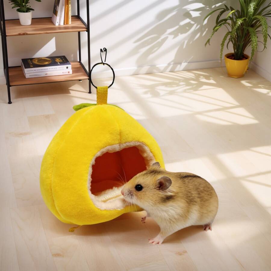 Hamster Cotton Nest, Pet Warm Winter Supplies, Hibernation Sleeping Bag House, Gerbil Cage, Mouse Nest - Yellow - View 1