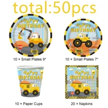 50/80pcs Construction Themed Disposable Tableware Set, Perfect For Valentine's Day, Back-To-School Season ,Camping, Patio Barbecues, Picnitc, Bbq, Wedding, Bachelorette Party, Party And Birthday, Suitable For Party Decorations, Home Decorations
