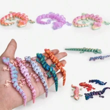 24 piezas de pequeños geckos de escritorio decorativos y lindos impresos en 3D, de colores degradados aleatorios, adecuados para coleccionar, decorar fiestas y regalos (color aleatorio/no limitado a los estilos mostrados) - Multicolor - Ver 2