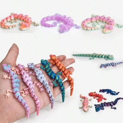 24个3D打印可爱迷你壁虎桌面摆件，随机渐变色小壁虎，适合收藏、派对装饰、派对礼物（颜色随机/款式不限于所示款式）