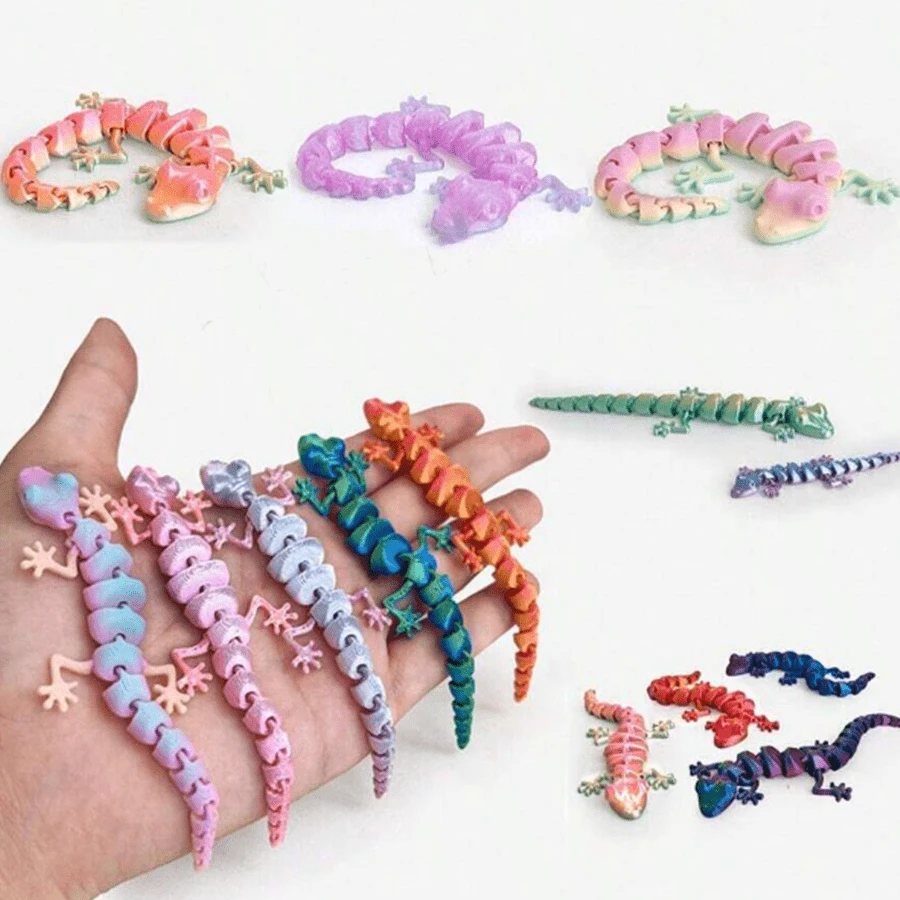24 piezas de pequeños geckos de escritorio decorativos y lindos impresos en 3D, de colores degradados aleatorios, adecuados para coleccionar, decorar fiestas y regalos (color aleatorio/no limitado a los estilos mostrados)